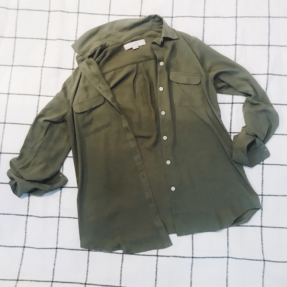Army Green Loft Button Down Dress Shirt
